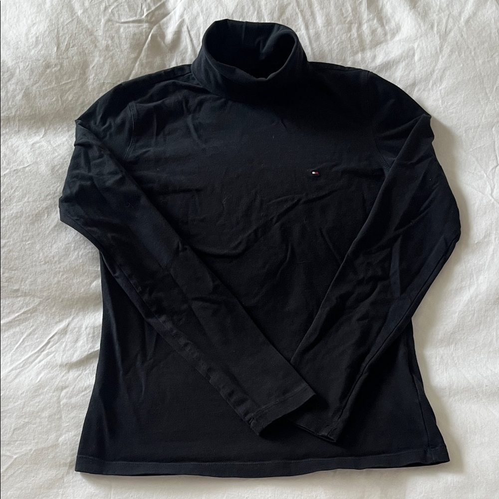 Tommy Hilfiger Black Turtleneck Sweater with Subtle Logo